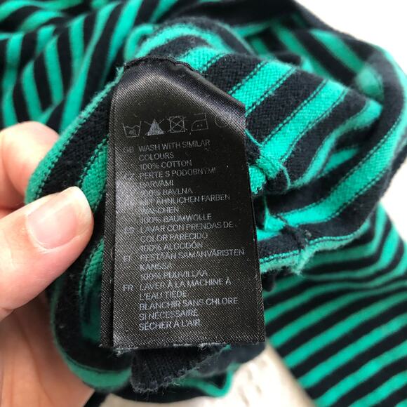 H&M Basic Stripe Sweater M Green Black Long Sleeve Knit Minimalist Indie Sleaze - Picture 6 of 7